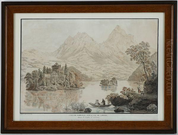 L'isle De Schwanau Sur Le Lac De Lowerz Et Altdorf Et Sesenvirons - view 1