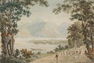 A View Acrosslake Geneva by Mathias Gabriel Lory