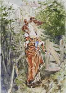 Junge Dame Im Freien by Heinrich Lossow