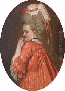 Portrait Of A Lady In Profile. by Heinrich Lossow