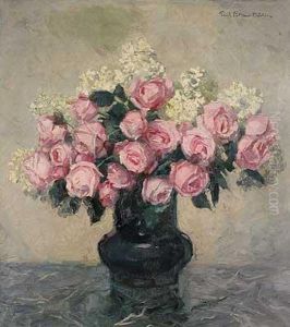 Rosen Und Flieder In Fayencevase by Paul Lothar-Muller