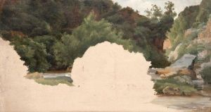 Paysage A La Riviere. by Emile Loubon