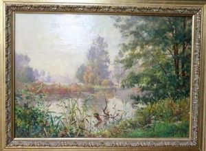 Paysage A L'etang. by Paul Louchet
