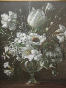 Still Life With Vase Of White Flowers by Terence Loudon