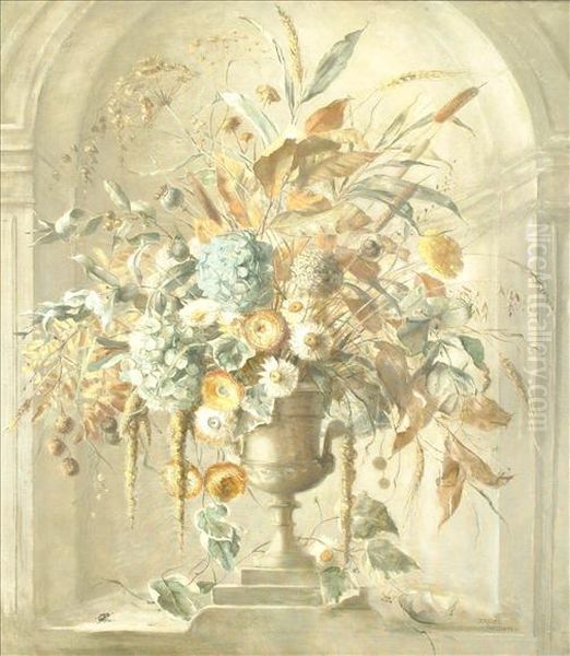Still Life Ofmixed Flowers In An Urn - view 1
