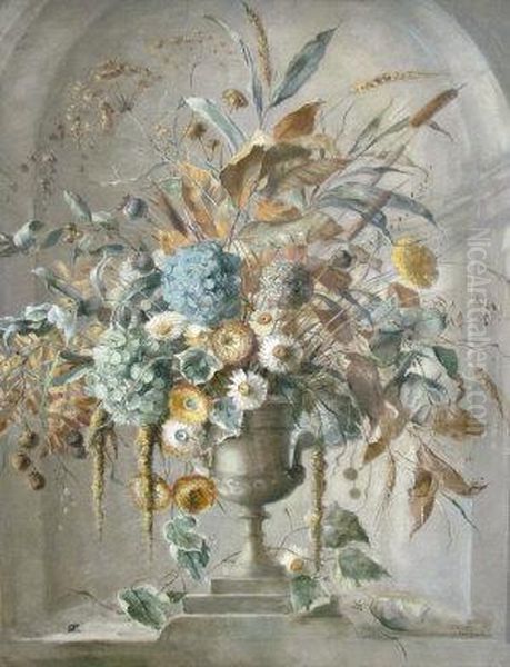 Dried Flowers In An Urn In An Alcove - view 1