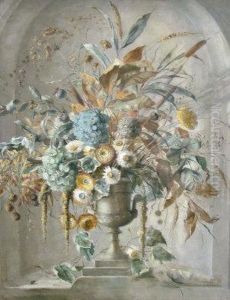 Dried Flowers In An Urn In An Alcove by Terence Loudon