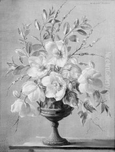 Still Life Of Flowers In A Campana, Signed Top Right, On Canvas by Terence Loudon