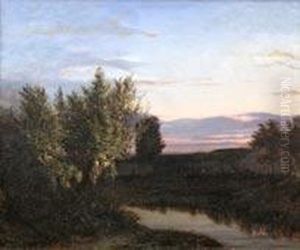 crepuscule Sur L'etang by Louis-Nicolas Louis (Victor Louis)