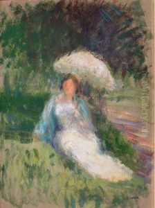 Jeune Femme A L'ombrelle by Jeanne Lourier