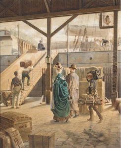 Embarquement Pour New York by Auguste Louis Georges Loustanau
