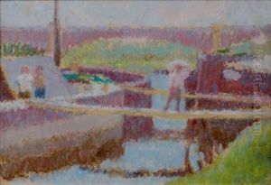 Personnage Sur Une Passerelle by Maurice Louvrier