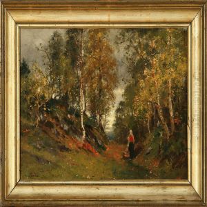 Autumn Forest Scene by Hans Marius Wilhelm Lovaas