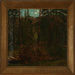 Forestscene From Norway by Hans Marius Wilhelm Lovaas