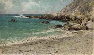 Breaking Waves On The Capri Coast by August Lovatti