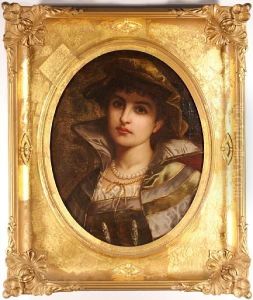 A Portrait Of A Young Lady,shoulder-length by Charles Frederick Lowcock
