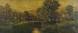 Landscape With Figure On Bridge by Milton H. Lowell