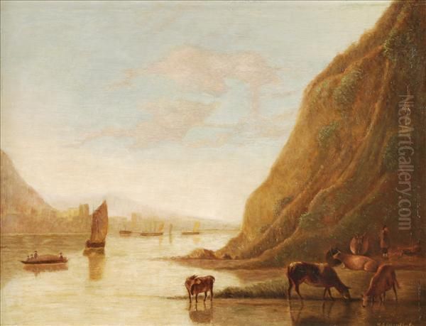 Estuary Scene With Cattle Watering - view 1