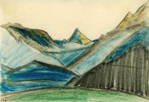 Bergsee - Gebirgssee Mit Hausern - Schneelandschaft. by Kathe Lowenthal
