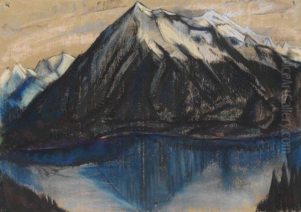 Bergsee Vorschneebedecktem Gebirge - view 1