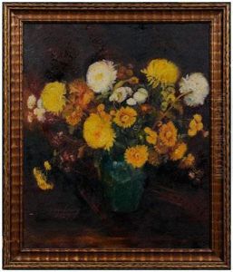 Still Life, Chrysanthemums In A Pottery Vase