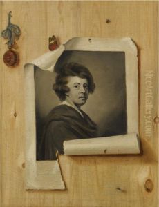 Trompe L'oeil With An Engraving Of The Self Portrait Of Sir Joshuareynolds's by Strickland Lowry