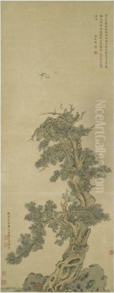 Pine And Cranes - view 1