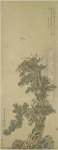 Pine And Cranes by Lu Daohuai
