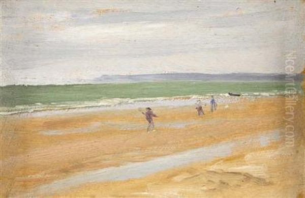 Figures On A Beach (mountain Landscape Verso) - view 1