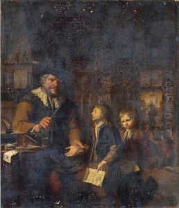 A Schoolmaster Chastising Two Boys