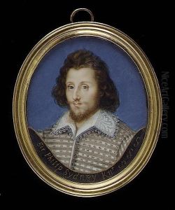 Sir Philip Sydney (1554-1586), Wearing White And Silver Doublet And White Lawn Collar, His Hair Worn Loose And John Hampden (1594-1643), Wearing Armour, White Lawn Collar