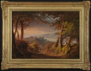 Blick Auf Das Heidelberger Schloss. by August Lucas