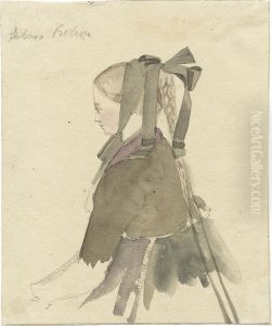 Portratstudie Einer Jungen Frau by August Lucas