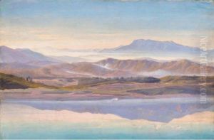 Berge Im Morgennebel (mountainous Landscape In The Early Morning Mist) by August Lucas