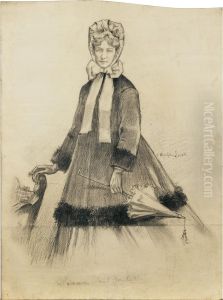 Portait De Sarah Bernhardt En Tenue De Ville; by Hippolyte Lucas