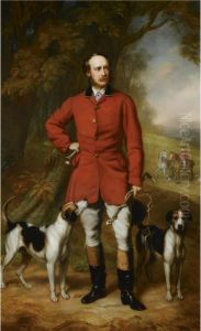 Portrait Of A Huntsman And His Hounds In A Landscape