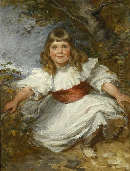 Dressed Forthe Party, Study Of A Young Girl In A Woodland Setting - view 1