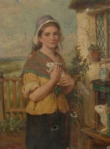 A Young Woman Holding A Rabbit A Young Woman Holding A Rabbit