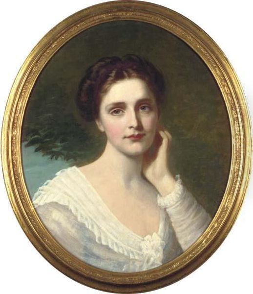 Portrait Of A Lady In A White Dress, Bust Length - view 1