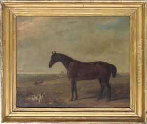 A Chestnut Hunter And Dog In A Landscape by Henry Frederick Lucas-Lucas