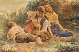 Riposo In Campagna Con Suonatore Di Fisarmonica by Giorgio Lucchesi
