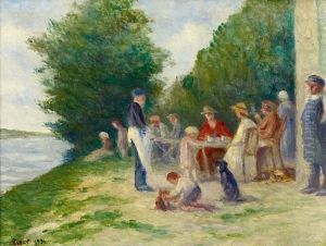 L'aperitif Au Bord De La Seine by Maximilien Luce