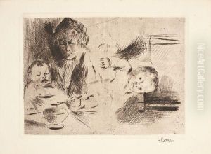 Ambroisine Luce Faisant Manger Frederic A La Cuiller by Maximilien Luce