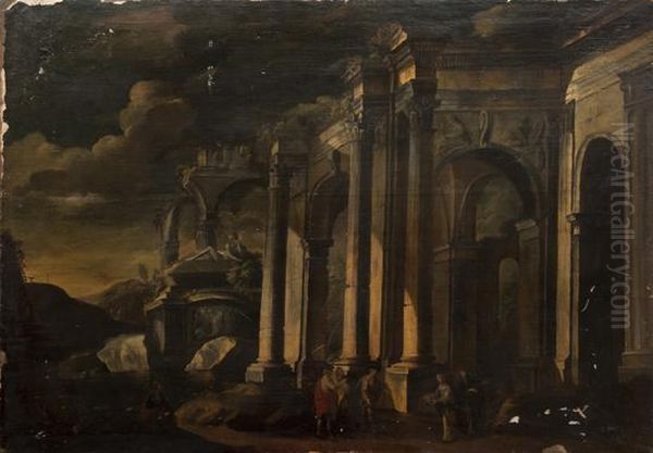 Capriccio Architettonico Con Rovine Classiche E Astanti - view 1