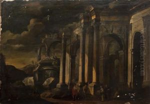 Capriccio Architettonico Con Rovine Classiche E Astanti by Ascanio Luciani