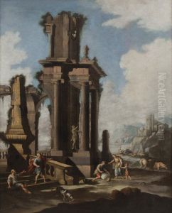 Paesaggio Costiero Con Rovine Classiche Di Ordine Ionico E Vari Astanti by Ascanio Luciani