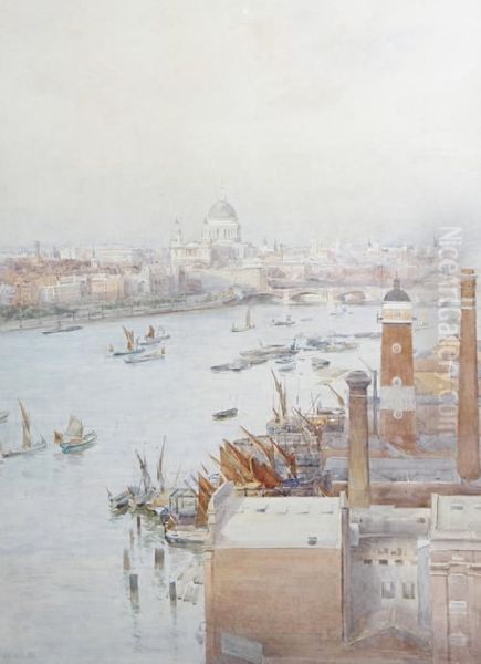 Thames Looking Towards St. Paul's And Blackfriars Bridge - view 1