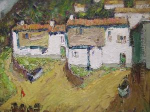 Harbour Houses With Boats On Beach by Mary Sophia Ludlow