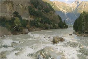 Eingang Ins Otzthal In Tirol by Carl Julius Ludwig