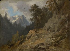 Gebirgslandschaft. by Henri Louis Ludwig